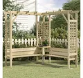 furnicato Pergola Eck-aus grün imprägniertem Massivholz 190x190x200 cm, Grün, (1-tlg), Wetterfeste Sitzbank mit Rankhilfe und Tisch für Ihren Garten