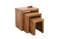 Beistelltisch 3er Set Sheesham Holz eckig Beistell Tische Wohnzimemr Flur