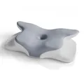 Juskys Nackenkissen 1er Set - Ergonomisches Kopfkissen mit Memory-Foam, atmungsaktivem Bezug - Kissen für den Nacken, gesunder Schlaf - weiß/grau