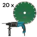 Set 1 x Kombihammer - Makita HR2470 + 20x Diamantscheibe Green Cut 230 mm für Be