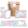 LIMONIA Einladungskarten Schmetterling Einladungen zum Kindergeburtstag Blumen Mitgebsel Set, Mitgebsel Set zum Geburtstag Schmetterling