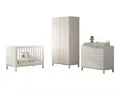 58 aufm Kessel Babyzimmer-Komplettset Babyzimmer Set Keely Kiefer & MDF weiß Babybett Wickelkommode Schrank