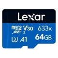 Lexar 64GB High-Performance 633x microSDXC UHS-I, up to 100MB/s read 20MB/s write (64 GB, microSDXC, UHS-I) (LMS0633064G-BNNNG)