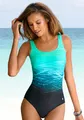 Badeanzug, mit Batikprint und Shaping-Effekt, Gr. 40 - Cup F, schwarz-grün Cup F