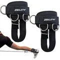 zenlete 2 Stück Fußschlaufen Kabelzug 5 D-Ringen und extra Band verstellbar für Frauen und Männer - Ankle Straps für Fitness Training Kickbacks (Schwarz)