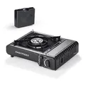 EASYmaxx Gaskocher tragbar | Kompakter Campingkocher mit Transportkoffer | Outdoor Kocher stufenlos Regulierbar mit automatischer Piezozündung für Camping, Festival, Backpacking [2500 W]
