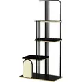 PawHut Katzenbaum 170 cm Kletterbaum mit Kissen Katzenkratzbaum mit Kratzbrett, Kratzbaum mit 3 Plattformen, Katzenmöbel, Stahl, Schwarz - Schwarz/Bunt