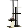 Pawhut Katzenbaum 170 Cm Kratzbaum Mit Kissen Kletterbaum Mit Kratzbrett, Katzenkratzbaum Mit 3 Plattformen, Katzenmöbel, Stahl, Schwarz