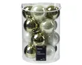 Kaemingk Weihnachtskugeln Glas 8cm 16 Stück - glänzend - Große Christbaumkugeln Weihnachtsbaumkugeln für Weihnachten - Christbaumschmuck & Weihnachtsbaumschmuck - Grün/Weiß Mix