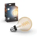 Philips Hue White Ambiance E27 Filament Globe Lampe (550 lm), dimmbare LED Lampe für das Hue Lichtsystem mit allen Weißtönen, smarte Lichtsteuerung über Sprache und App