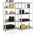 Juskys Lagerregal Basic 2er Set 180x90x40 Cm - 2 Schwerlastregale Mit 10 Böden - Max. 1750 Kg - Metall Verzinkt - Regale Kellerregal Metallregal - Silber