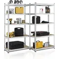 Juskys Lagerregal Basic 2er Set 180x90x40 Cm - 2 Schwerlastregale Mit 10 Böden - Max. 1750 Kg - Metall Verzinkt - Regale Kellerregal Metallregal - Silber