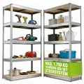 Juskys 2er-Set Lagerregal Basic 2X 180x90x40cm (HxBxT) | 1750 kg | 10 Böden | Schwerlastregal Steckregal Metall Kellerregal Regalsystem Regal verzinkt