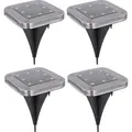 Solarlampe Bodenleuchte Solarlampen für Außen Wegeleuchte Gartenleuchten Solar mit Erdspieß, Kunststoff Edelstahl, LED kaltweiß, LxBxH 10x10x13 cm, 4er Set