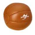 Ju-Sports Medizinball 3kg I Slam Ball aus hochwertigem Leder mit stabilen Nähten I Für alle Sportarten, gut für Krafttraining UVM. I Braun