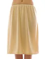 Maxi Unterrock Gummibund Falten Rock Skirt Maxirock Beige L/XL