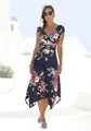 Sommerkleid, mit Zipfelsaum und Schleife in der Taille, Jerseykleid, Strandkleid, Gr. 38 - N-Gr, marine-bedruckt N-Gr
