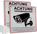 Metallschild Videoüberwachung DSGVO Hinweis 15x15cm Aluminium Selbstklebend B...