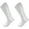 GAWILO Kniestrümpfe Retro für Herren mit stylischen Streifen - weiß & schwarz - Baumwolle (2 Paar) Knielange Socken im sportlichen Look - auch zum Wandern geeignet weiß 39-42