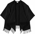 FRAAS Poncho 130 x 150 cm - Ruana einfarbig aus reinem Polyacryl - Für Damen - Perfekt fürs ganze Jahr Schwarz