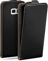 moex Flip Case für Samsung Galaxy S7 Edge Hülle klappbar mit 360 Grad Schutz, Handyhülle mit Displayschutz, PU Leder Handytasche Lederhülle, Flip Case Cover Klapphülle, Schwarz