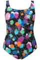 Ulla Popken Damen große Größen Übergrößen Plus Size Badeanzug, Tupfen, ohne Softcups, Unterbrustband schwarz 62+ 830069130-62+