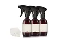 Oputec Sprühflasche 3 x 300ml Sprühflaschen aus Kunststoff Braun zum Befüllen + Etiketten