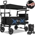 Sekey Faltbarer Bollerwagen mit Dach 150KG Kinder Transportwagen Schwarz