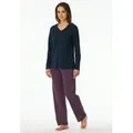 uncover by SCHIESSER Schlafanzug Uncover Nightwear (2 tlg) Baumwolle, Single Jersey-Qulität, langärmelig, bequem, atmungsaktiv blau 48