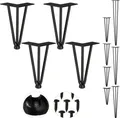 Relaxdays Hairpin Legs, 4er Set, 3 Streben, Metall, Haarnadel Tischbein für Hocker, Tisch & Schrank, 20 cm hoch, schwarz