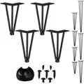 Relaxdays - Hairpin Legs, 4er Set, 3 Streben, Metall, Haarnadel Tischbein Für Hocker, Tisch & Schrank, 20 Cm Hoch, Schwarz