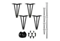 relaxdays Tischbein 4er Set Hairpin Legs mit 3 Streben, 20 cm - 3 Stangen