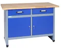 Küpper Werkbank 12057, 120x84x60 cm, 2 Schubladen, 2 Türen, 300 kg Traglast, 30 mm massive Buchenarbeitsplatte