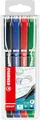 STABILO - Fineliner mit gefederter Spitze - SENSOR F - fein - 4er Pack - schwarz, blau, rot, grün