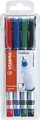 Fineliner mit gefederter Spitze - STABILO SENSOR F - fein - 4er Pack - schwarz,