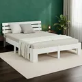 Homestyle4u Holzbett 180x200 Doppelbett mit Lattenrost Weiss Kiefer Massivholz