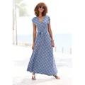 LASCANA Maxikleid mit Bindegürtel, Sommerkleid, Strandkleid blau 44