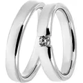 Trauring DOOSTI "Schmuck Geschenk Silber 925 Trauring Ehering Partnerring LIEBE" Gr. 56, silber (silberfarben, kristallweiß), Fingerringe, 56,mit Zirkonia, Silber 925 (Sterlingsilber), 4mm, Made in Germany - wahlweise mit oder ohne Zirkonia
