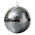 Deko Disco Kugel mit Echtglas - 25 cm - Spiegel Ball Party Lichteffekt silber