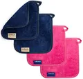 LaBeauté Abschminktücher Mikrofaser (4 Stück, 21x21 cm) waschbar und wiederverwendbar, Make Up Entferner Pads, Microfaser Abschminkpads, zum Gesicht Abschminken & Gesichtsreinigung (navy/pink)