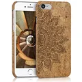 kwmobile Hülle kompatibel mit Apple iPhone SE (2022) / iPhone SE (2020) / iPhone 8 / iPhone 7 - Kork Handyhülle - Handy Case Cover Schutzhülle Aufgehende Sonne Dunkelbraun Hellbraun