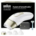 Braun Smart IPL Geräte Haarentfernung Silk·expert Pro 5 — Professionelle Dauerhafte Laser Haarentfernung für Zuhause, Designed in Germany — Inkl. Etui, Venus Rasierer, 4 Aufsätze — PL5431, Weiß/Gold