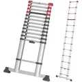 Hailo T80 FlexLine Alu-Sicherheits-Teleskopleiter - ausziehbare Anlegeleiter mit 13 Sprossen - Arbeitshöhe bis 450 cm - Gewicht 13,1 kg - Silber