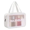 SZDPC Groß Kulturbeutel Damen & Herren, Reise Kulturtasche mit Tragegriff, matt durchscheinende Duschtasche (White-L)