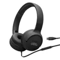 JBL Tune 520C, kabelgebundene On-Ear-Kopfhörer mit Mikrofon, JBL Pure Bass Sound, EQ-Presets, USB-C-Anschluss, faltbares Design und kabelsalatfreies Kabel, Schwarz
