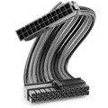 deleyCON 24-Pin ATX Netzteil Kabel Verlängerung 30cm - 18 AWG PSU Mainboard PC Computer Netzteil Nylon Stromkabel Stromversorgung Stecker auf Buchse - Schwarz Grau