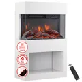 KAMINIO Elektrokamin HENRI - Elektrischer Kaminofen mit Heizung, 3D-Flammeneffekt, Holzfach, Fernbedienung - Weiß