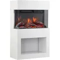 Elektrokamin, Weiß, Metall, Glas, 48.0x75.0x21.7 cm, Fernbedienung, Flammeneffekt separat schaltbar, Überhitzungsschutz, Dimmer, Freizeit, Heizen & Kühlen, Elektrokamine