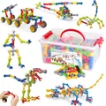 170-teiliges STEM-Bauspielzeug für Kinder im Alter von 4–8 Jahren, pädagogisches Konstruktionsbauset für Kinder, kreative Kinderspiele, Geburtstagsgeschenke für Jungen und Mädchen von 5–7 Jahren (170)