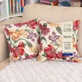 Selfitex 2er Set 40x40 Bunte Sofakissen inkl. Füllkissen, Luxus Sofakissen, farbenfrohes Couchkissen Set, hochwertiger Couchkissen Muster Bezug mit Reißverschluss, Bunte Kissen Deko (Blooming Days)